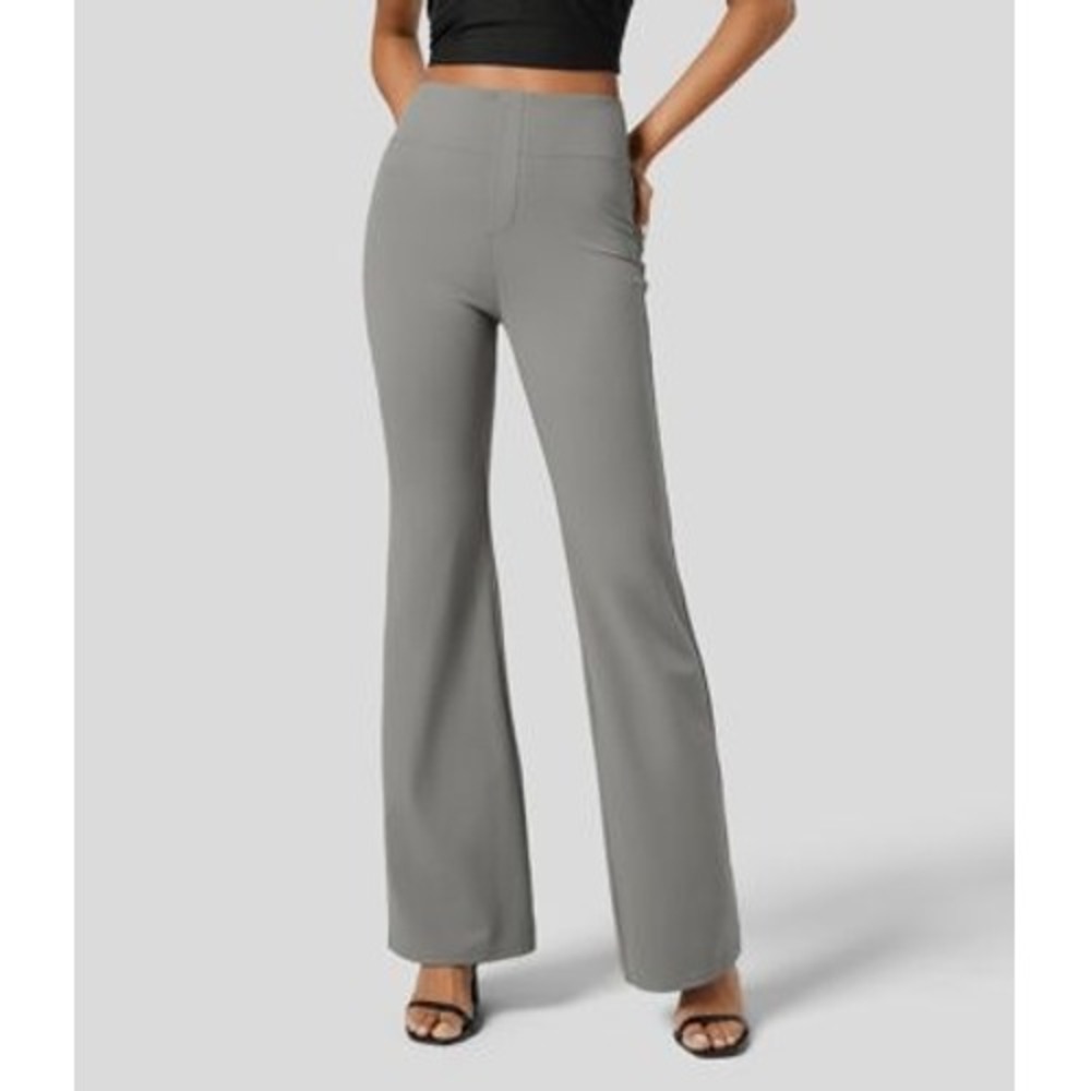 Halara High Waisted Flare Dress Pants Charcoal Gray Pet Hair Resistant Bootcut